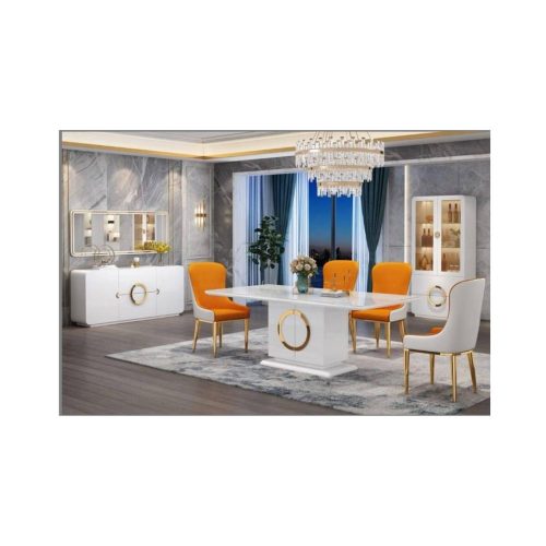 Mesa de jantar e 8 cadeiras luxo mármore